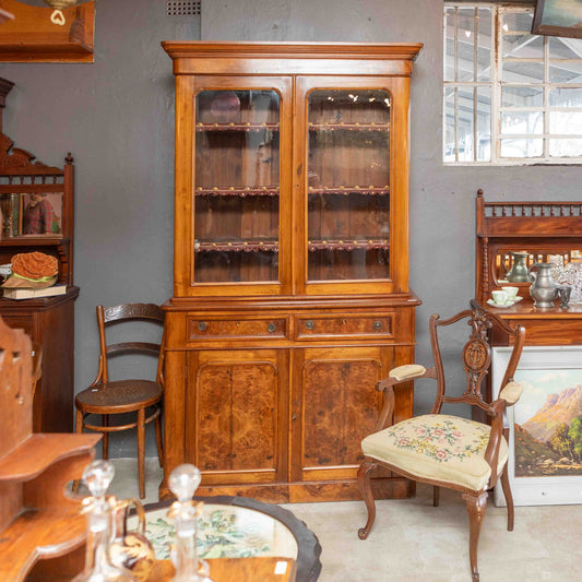 Walnut and Mahogany Bookcase/Cabinet