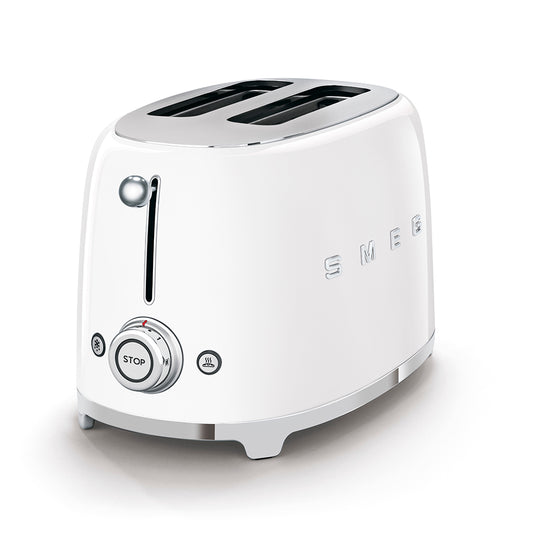 Smeg Toaster 2x2 White, Glossy 50's Style TSF01WHSA